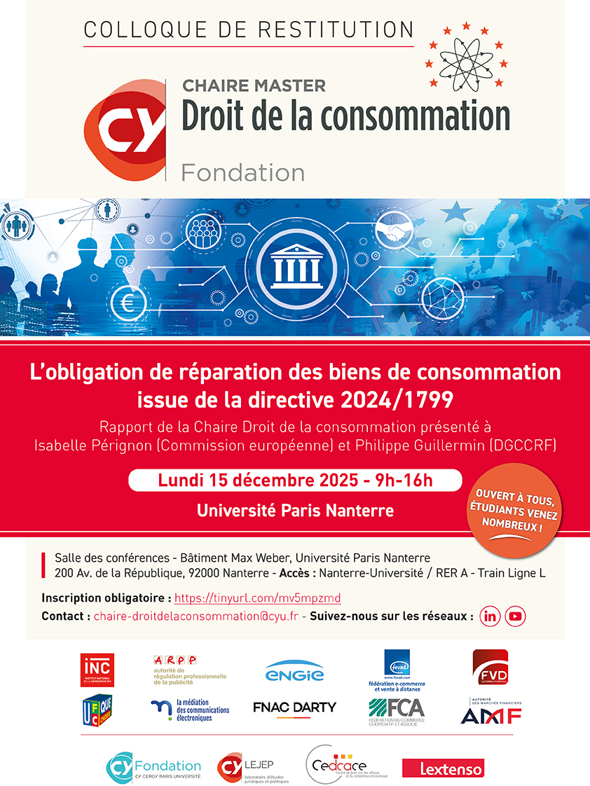 CY-Chaire-Dt de la Conso - Colloque Obligation de réparation - Affiche